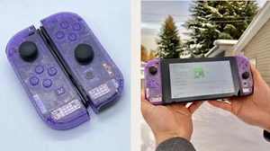 Brand New!! Original Nintendo Switch Custom Mod Clear Purple JoyCon Controller - Picture 1 of 9