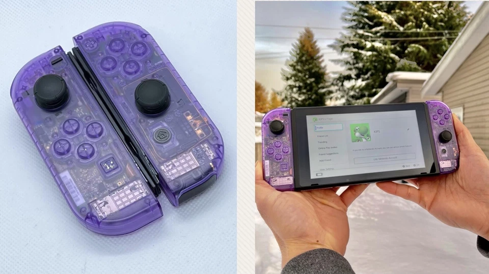 Brand New!! Original Nintendo Switch Custom Mod Clear Purple JoyCon Controller - Image 1 of 4