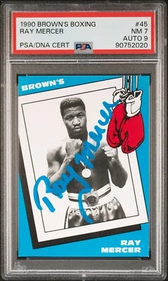 RAY MERCER 1990 BROWN'S BOXING SIGNED ROOKIE CARD - PSA 7 w/ 9 MINT AUTO - Image 1 of 2