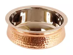 Steel Copper Set of Dish Serving Handi 300ml with 1 Kadai - Picture 1 of 4