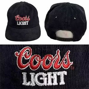 Vtg Coors Light SnapBack Hat Beer Company Logo Black Corduroy Alcohol Promo Cap - Bild 1 von 11