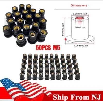 50PCS Motocycle M5 5MM Well Nut Universal Windscreen Fairing Wellnuts Wellnut - Image 1 of 4