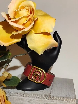Gucci Red Leather Bracelet with Gold Buckle 501931 S 501931 8067 - Image 1 of 4