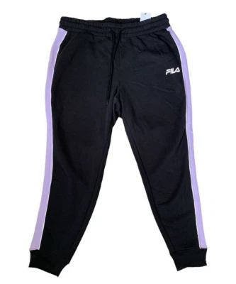Pantalones de chándal para mujer Fila tiro medio bloques de color polar negros/púrpura 2X nuevos Foto 1 de 3