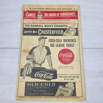 St. Louis Cardinals vs Boston Braves 1948 Game Program SIGNED STAN MUSIAL + - Image 1 of 4