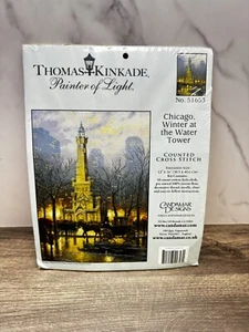 Thomas Kinkade Candamar "Chicago, Winter at the Water Tower" Cross Stitch #51653 - Picture 1 of 4