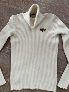 GUCCI ivory wool knit Roll Neck Sweater Women Size L - Picture 1 of 12