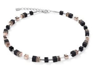 Coeur de Lion GeoCUBE® Onyx Black-Rose Gold Necklace - Picture 1 of 1