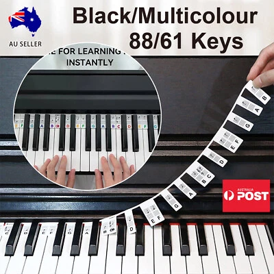 Piano Stickers for 61/88 Key Keyboards Note Labels Universal Colorful Removable - image 1 of 4