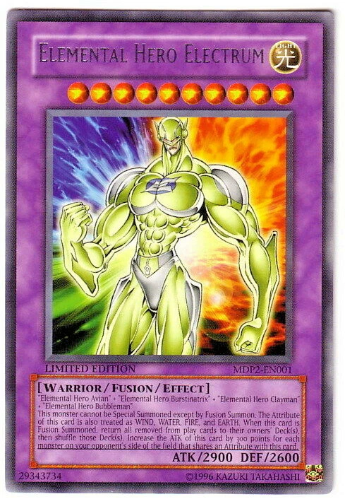 YUGIOH • Elemental Hero Electrum MDP2-EN001 CARTA RARA PROMO RARITY NM - Immagine 1 di 1