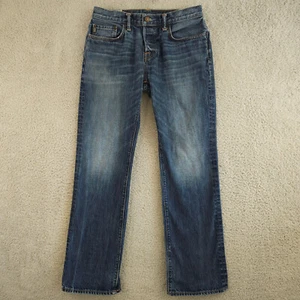Abercrombie & Fitch Jeans Men 32x32 Blue Button Fly A&F Boot Cut Dark Wash Denim - Picture 1 of 16