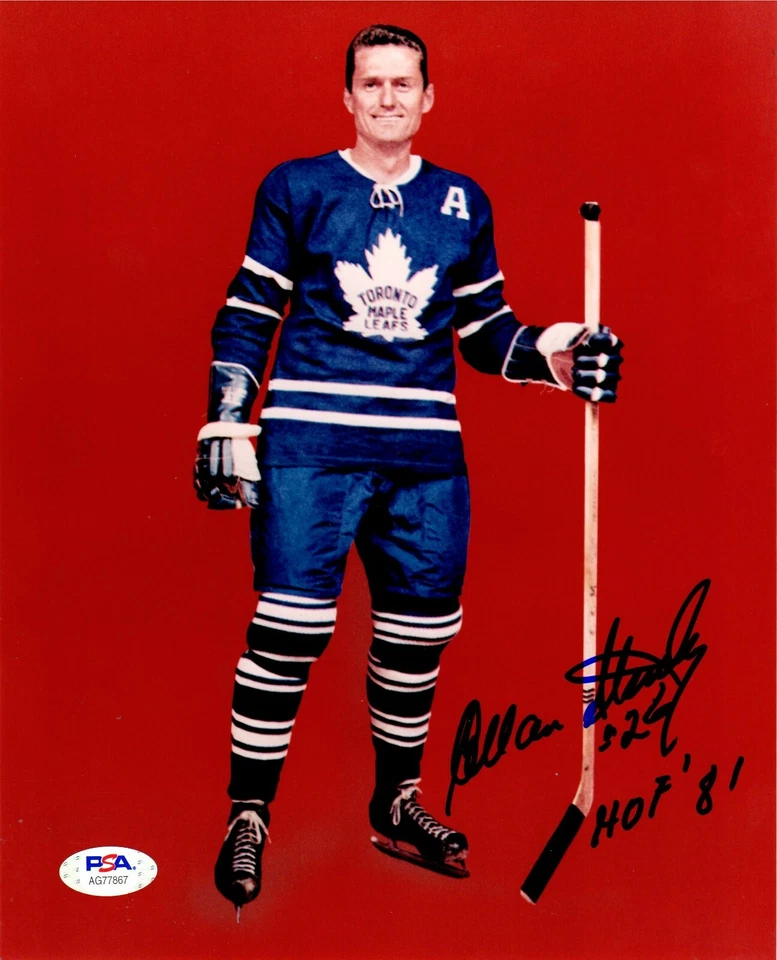 Allan Stanley autographed signed inscribed 8x10 photo NHL Toronto Maple Leaf PSA - Image 1 of 1
