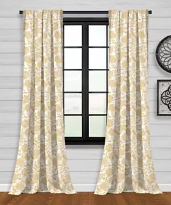 Silk Home Ochre & White Wooster Blackout Curtain Panel Size 52x84 - Picture 1 of 2