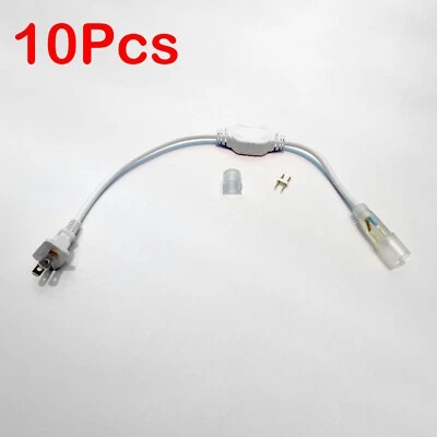 10 Set Power Cord Connector Line for W0.6" 360° Round LED Neon Rope Light Strip - Image 1 of 4