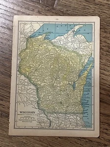 Antique Original 1936 Map Of Wisconsin 8 x 5.5 Inches - Picture 1 of 6