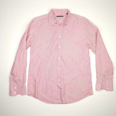 Camisa John Varvatos Manga Larga Botón Rosa Verde Rayas Informal Para Hombre Mediana Foto 1 de 4