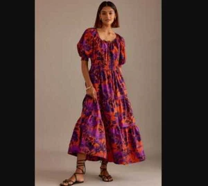 Neu L By Anthropologie The Somerset Maxikleid Puffärmel Edition Lila - Bild 1 von 12