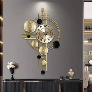 Large Metal Wall Clock Decorative 3D Metal Wall Art Clock For Living Room - Picture 1 of 7
