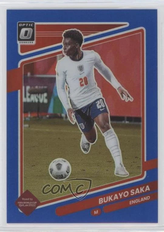 2021-22 Panini Donruss Road to Qatar Optic Blue Prizm /99 Bukayo Saka #54