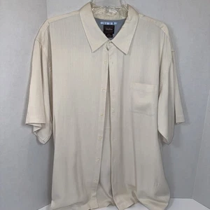 Neiman Marcus Silk Shirt Men’s XXL Ivory Short Sleeve Button Up Classic - Picture 1 of 10