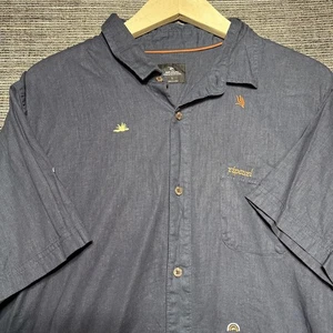 Rip Curl Shirt Men's L Blue Short Sleeve Button Up Embroidered Logos Pocket - Picture 1 of 13
