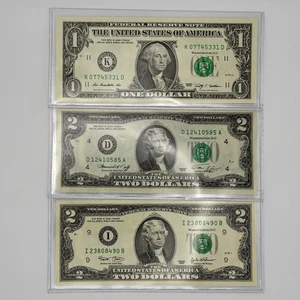 Modern $1 & $2 Note Lot - 1963B to 2009 - Uncirculated US Currency x5 - Picture 1 of 14
