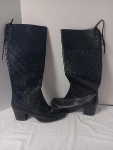 Corky Gabbie Cut- Out Detailed Side Zip Up Knee High Black Boots. Size 10  Used - Picture 1 of 5