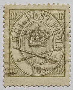 CLÁSICOS DINAMARCA 1864 16sk Muy Fino Usado Perf 13. 120€. SG30a. - Imagen 1 de 3