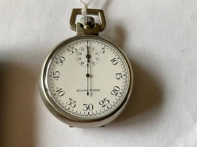 WW2 -60 second 1/5 sec Elgin Timer 16s pocket watch 1944original 30 min register - Image 1 of 4