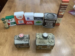 9 Vtg Spice Tin Cans, Ideal, Durkee, Hershey, McCormick, Ann Page, 70's-80's - Picture 1 of 9