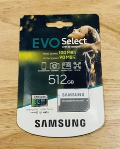 Samsung EVO Select 512GB Class 10 MicroSDXC Memory Card - MB-ME512GA/AM - Zdjęcie 1 z 1