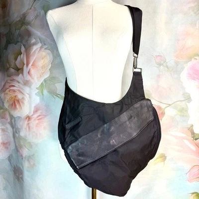 Vintage Y2K DKNY Black Nylon & Leather Multi Pouch Crossbody Sling Bag - Image 1 of 4