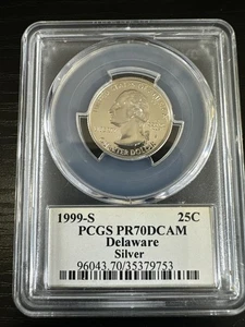 1999-S DELAWARE Silver Proof Quarter PR70 PCGS FLAG LABEL Coin - Picture 1 of 2