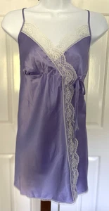 Vintage Victoria’s Secret Angels - L - Babydoll Satin Negligee Schlupfkleid - Flieder - Bild 1 von 15