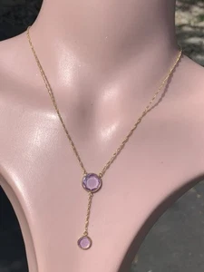 Collar colgante grande de piedra púrpura excepcional de oro de 18 quilates, 3,8 gramos - Imagen 1 de 6