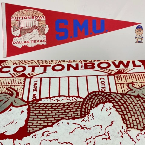 Southern Methodist Mustang SMU Texas University Pennant 12x30 1983 Cotton Bowl N Cover