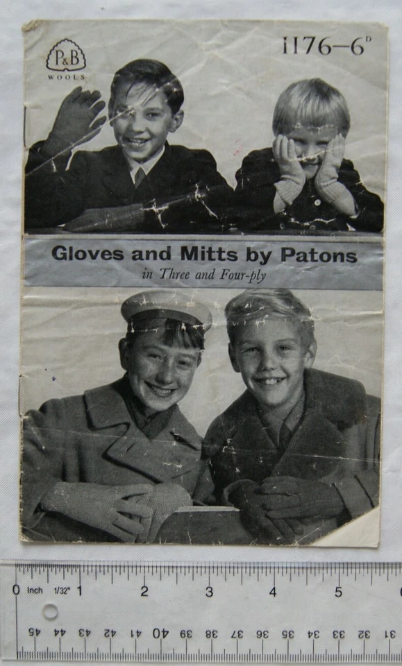 Vintage: P&B 1176 Glove & Mitts for Children in 3 and 4 ply - Image 1 of 1