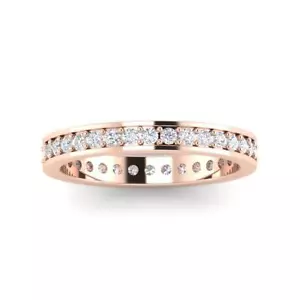 VS1 F 0.50 Ct Genuine Diamond Stackable Eternity Wedding Ring 14K Rose Gold RS 6 - Picture 1 of 6