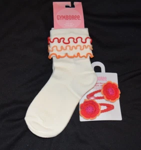 Gymboree FIESTA DEL SOL Ruffle Socks & Crochet Flower Hair Snap Clips NWT 3-4 yr - Picture 1 of 2