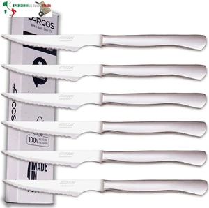 - Set di coltelli da bistecca, 6 pezzi, in acciaio inox, lama 110 mm, manico mon - Foto 1 di 7