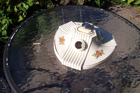 Vintage Ceramic Flush Mount Ceiling Light Fixture Floral 1930s Cover
