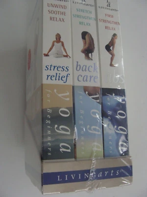 NEW SEALED 3 VHS Set Gaiam Yoga Abs Back Stress Beginners Instructional w Strap - Image 1 of 4