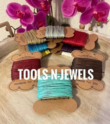 Cordón de algodón encerado de 1,5 mm para joyería con cuentas macramé anudar cuerda 50 pies Foto 1 de 2