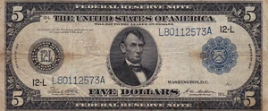 1914 $5 Federal Reserve Note | San Francisco | Fr. 897A ๐ - Picture 1 of 3