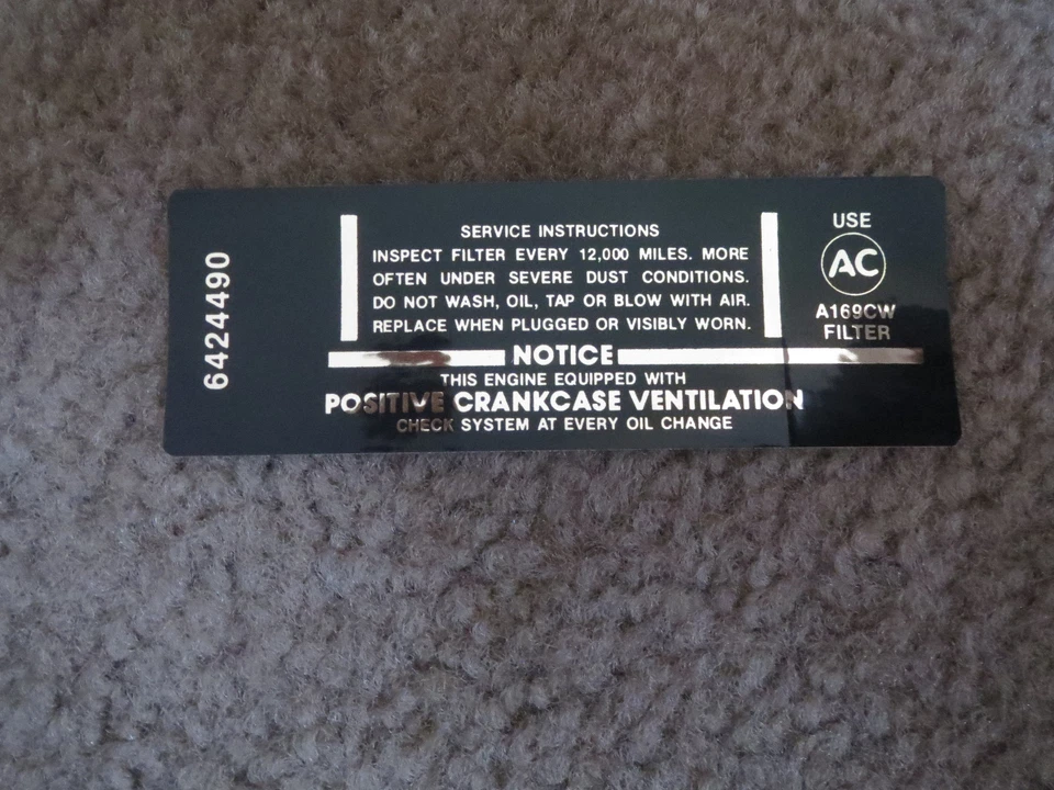 Chevrolet Chevelle Impala Chevy II 1966 1967 NOVA 283 calcomanía base filtro de aire Foto 1 de 1