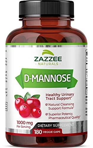 Zazzee D-mannose 180 Veggie Capsules 1000 MG per Serving Pure Potent and Fast