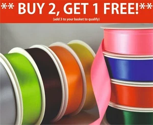 Double Sided Satin Ribbon Rolls Reels 3mm 6mm 10mm 15mm 25mm 38mm 50mm Wide Roll - Picture 1 of 33