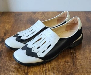 Linea Stretch by Walter Genuin Black White GOLF SHOES Women's Size US 7.5 EUR 38 - Picture 1 of 13
