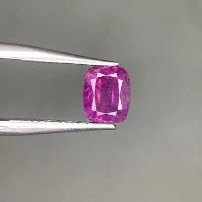 Natural Kashmir Sapphire, 1.42 Ct Purplish Pink Color Cushion Cut Loose Gemstone - Image 1 of 4