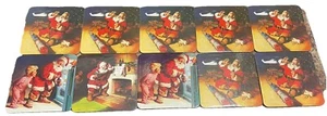 VTG 1990'S COCA COLA CHRISTMAS HOLIDAY COASTER SET OF 10 SANTA - CORK BACKED - Picture 1 of 4